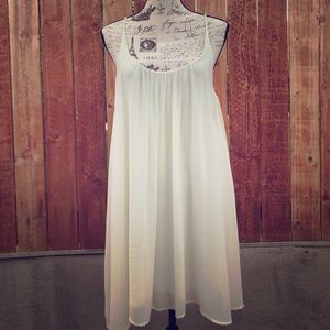 White loose backless chiffon dress, midi dress